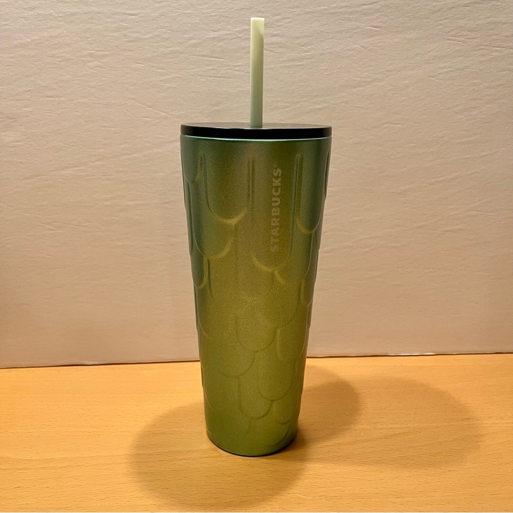 Starbucks 2022 Mermaid Scales Aqua Green Metal Tumbler Cold Cup with Straw